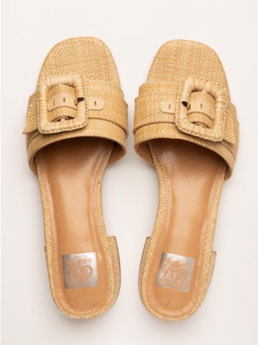 DV by Dolce Vita Natural Raffia Buckle Slide Mules - Tan